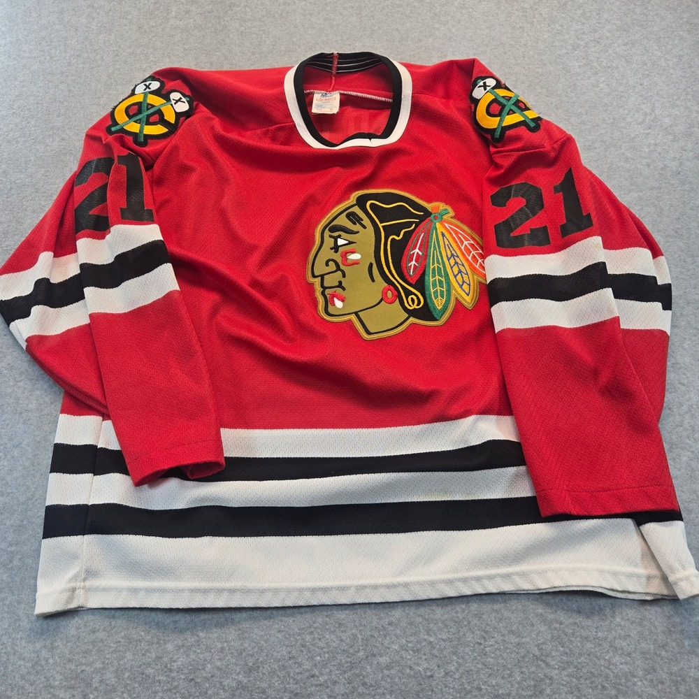 Vintage Chicago Blackhawks Maska Air-Knit Jersey Red XL #21 Wildthang CCM NHL